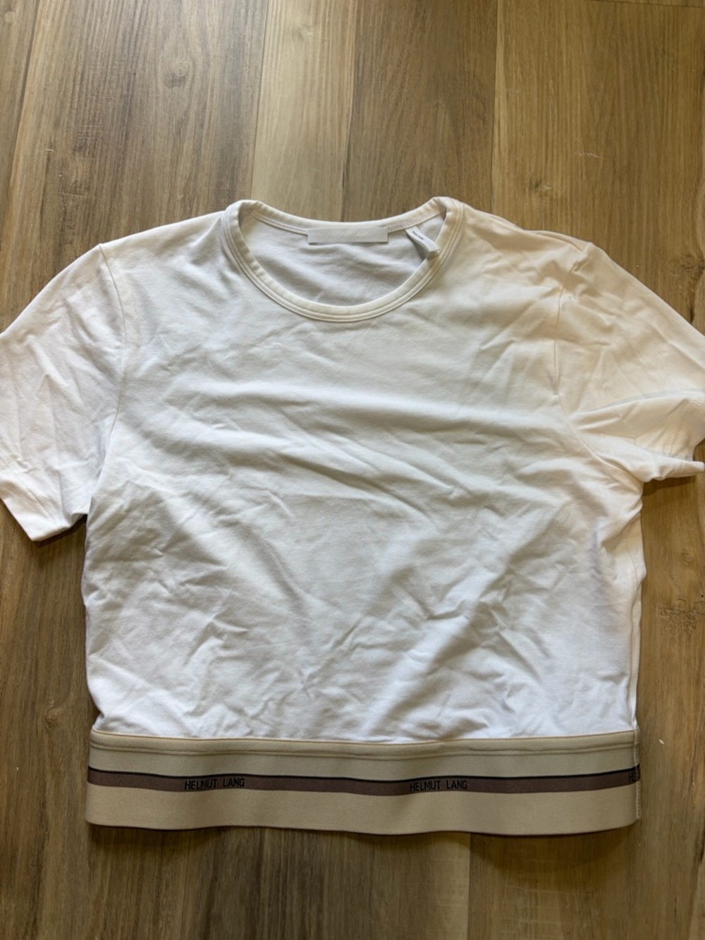 Helmut Lang White Logo Tag Crewneck Tee